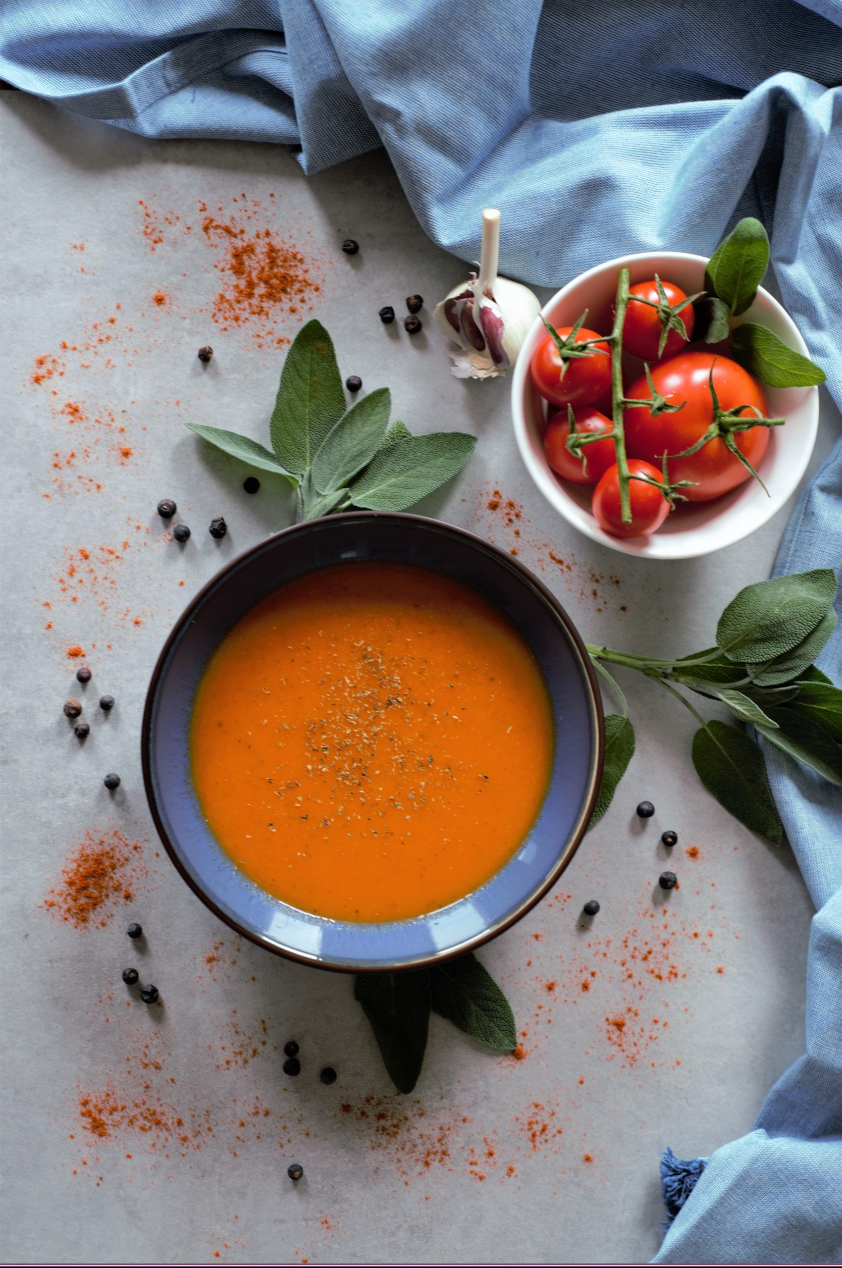 Schelle karamellisierte Tomatensuppe