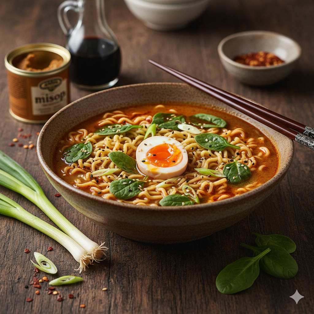 Miso-Chili-Suppe mit Ramen Nudeln