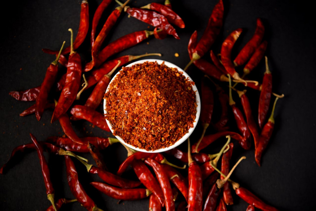 Chilischoten und Pulver für Tomato Egg Drop Soup