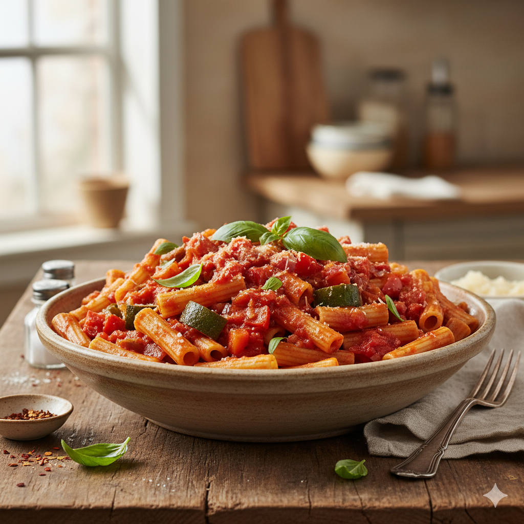 Nudeln mit Tomaten-Gemüse Sauce