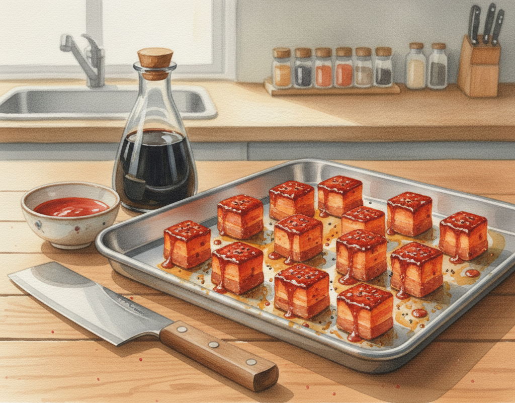 Sticky Schweinebauch für die scharfe Ramen Bowl