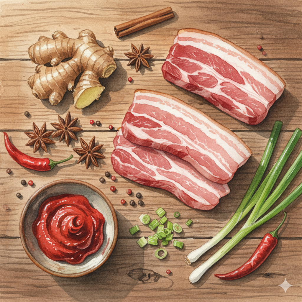 Zutaten für die scharfe Ramen Bowl