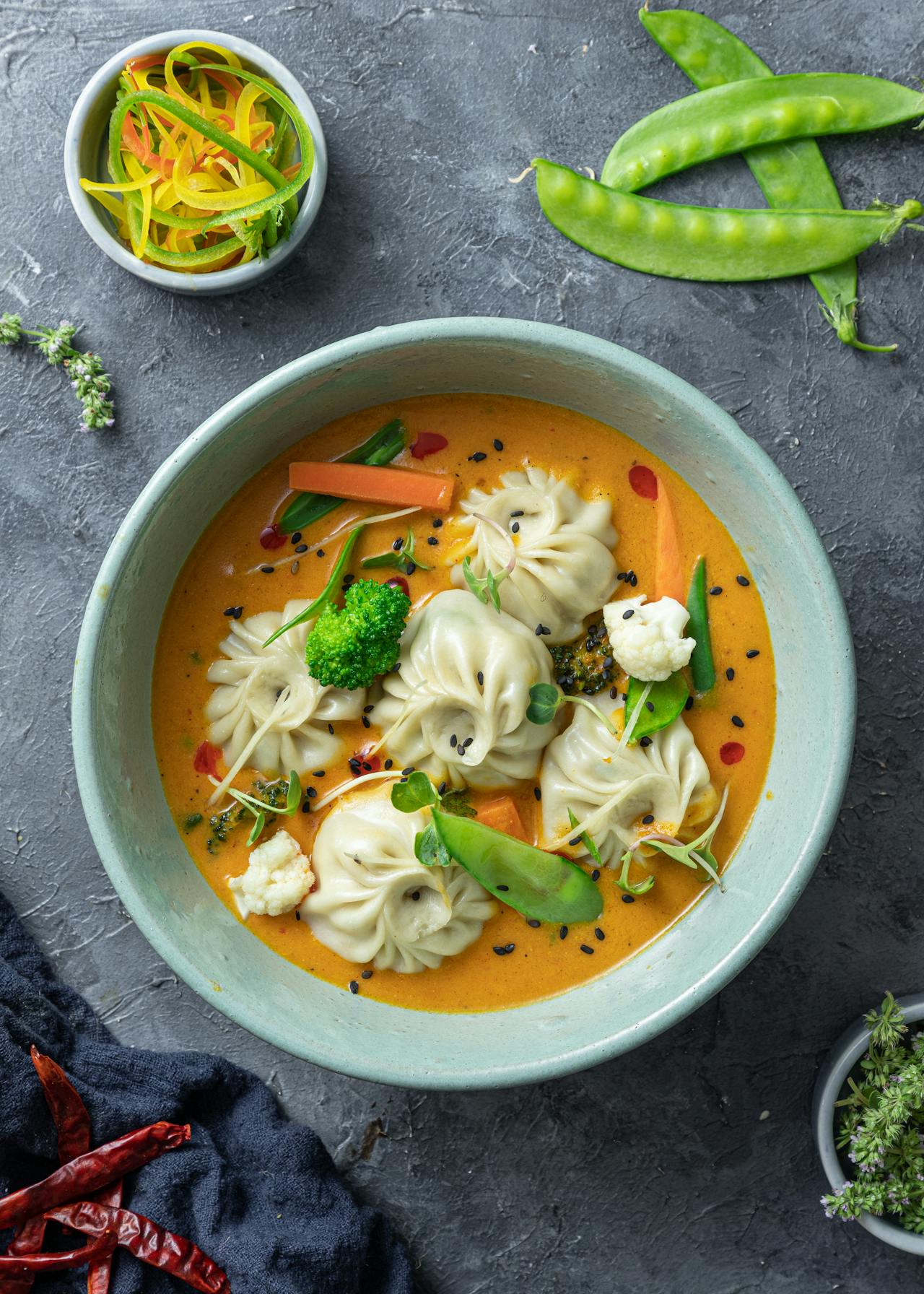 Kokos Curry Suppe mit Dumpings
