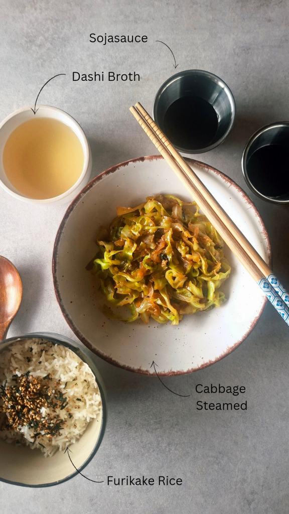 Geschmorter Spitzkohl und Furikake Reis